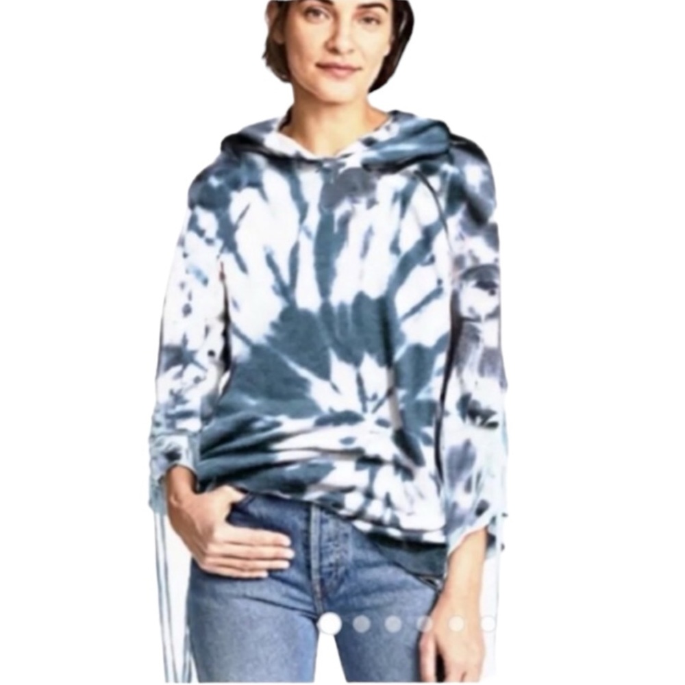 🏷️ YOUNG, FABULOUS & BROKE Tie-Dye Tied Cinched Cuffs + Waist Hooded Sweatshirt